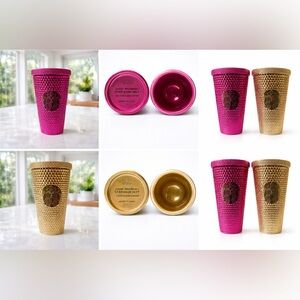 Starbucks Pink and Gold Studded Tumbler Set -2